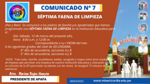 S&Eacute;PTIMA FAENA DE LIMPIEZA