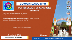 POSTERGACI&Oacute;N DE ASAMBLEA GENERAL