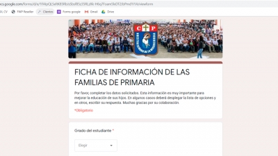 Ficha de informaci&oacute;n de las familias de primaria