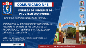 ENTREGA DE INFORME DE PROGRESO 2021 - VIRTUAL (SIAGIE)