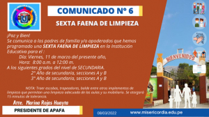 SEXTA FAENA DE LIMPIEZA