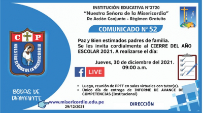 CIERRE DEL A&Ntilde;O ESCOLAR 2021